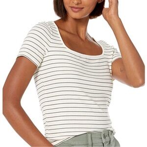 Madewell Cream and Black Striped Short Sleeve Tee sz M NWT!